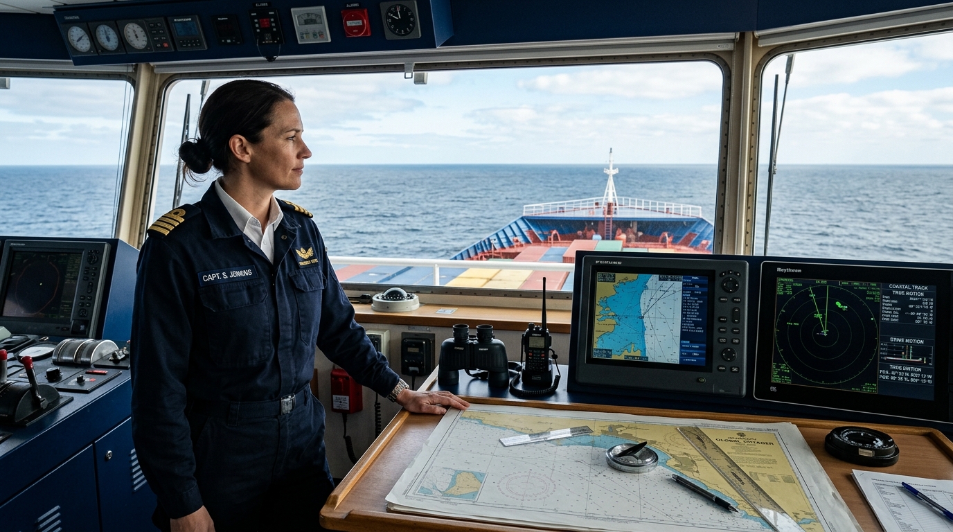 Puente de mando al amanecer